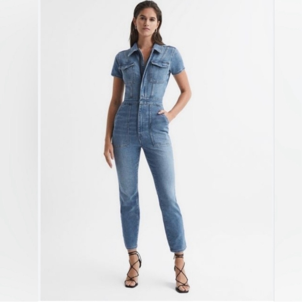 Good American Light Blue Women's Denim Overalls Size SM NWT PTP 15 W13 I29